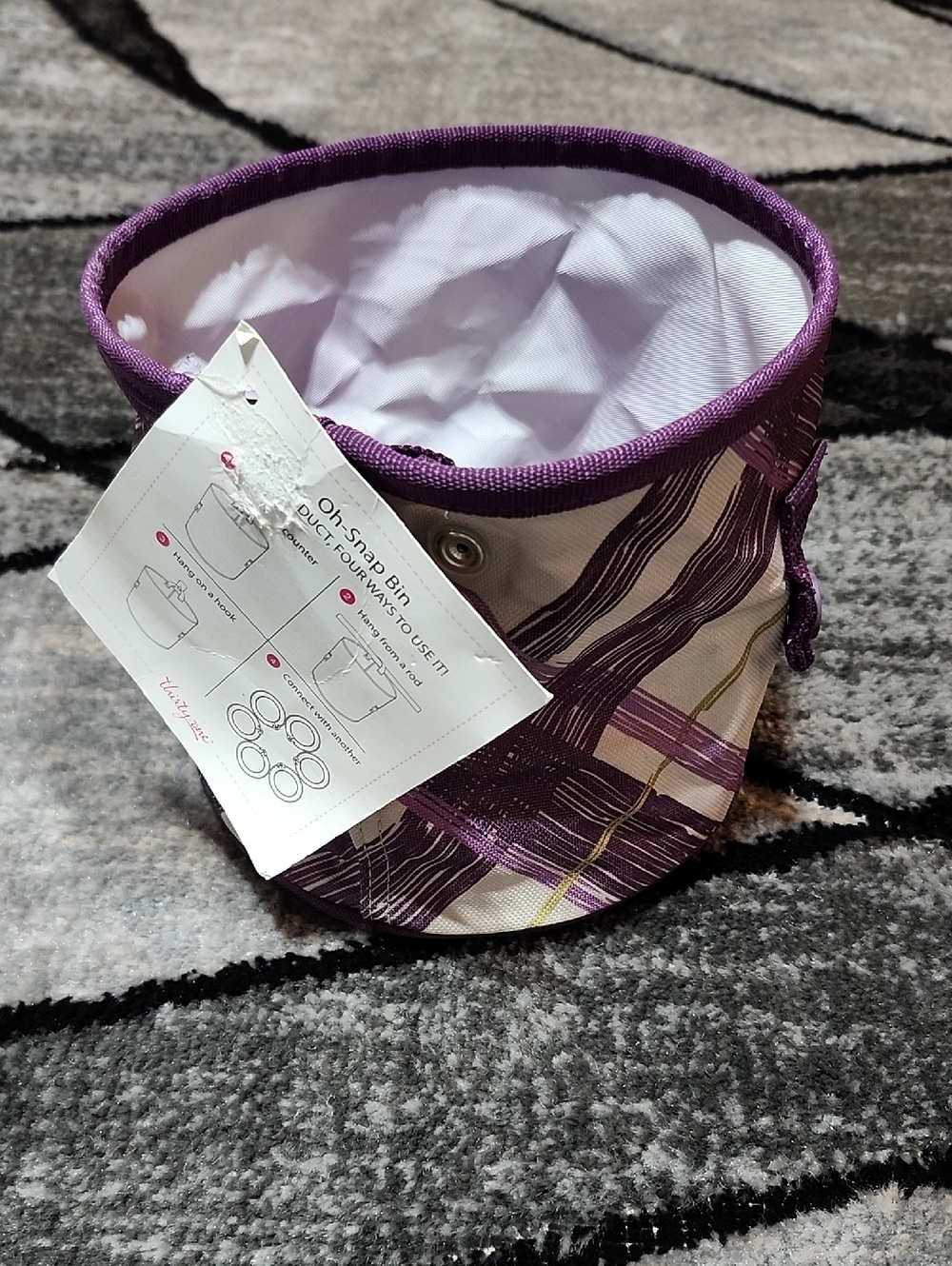 THIRTY-ONE GIFTS OH-SNAP MINI ROUND STORAGE CONTAINER BIN ORGANIZER PLUM  DESIGN